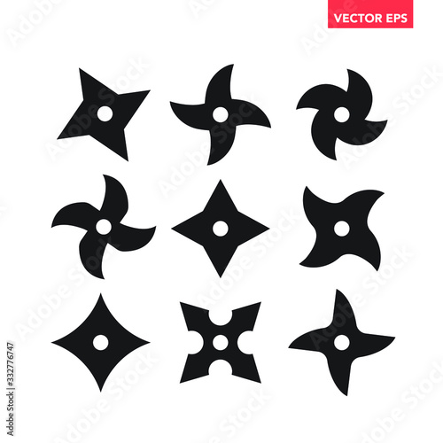 Multi black shuriken blades icon, simple flat design vector pictogram infographic, interface elements for app logo web website button ui ux isolated on white background