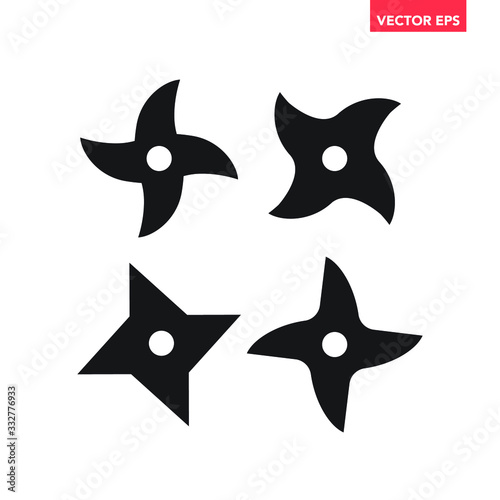 Multi black shuriken blades icon, simple flat design vector pictogram infographic, interface elements for app logo web website button ui ux isolated on white background