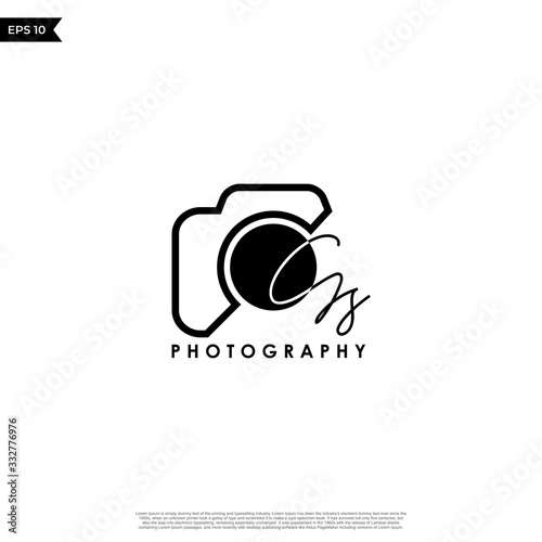 Initial Letter GS with camera. Logo photography simple luxury vector.