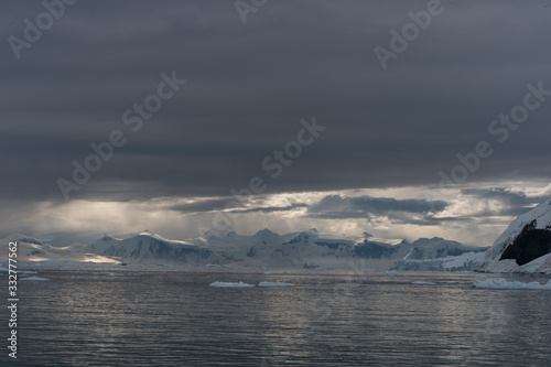 Mountain view beatiful view sunset in Antarctica