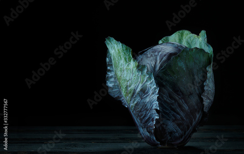 Close up of purple cabbage on table