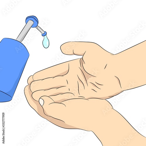 Vector illustration of hand disinfection.