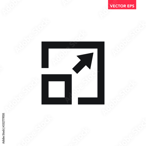 Black soil stroke increase full screen sizes with arrow icon, simple interface concept elements, app ui ux web button logo, graphic flat design pictogram vector eps 10 isolated on white background