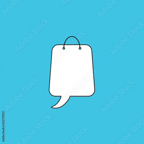 Vector icon concept of shopping bag with speech bubble.