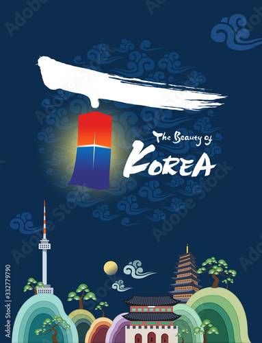 The Beautiful of Korea. Welcome to South Korea travel and landmark, Namsan Tower and Palace, Korea.