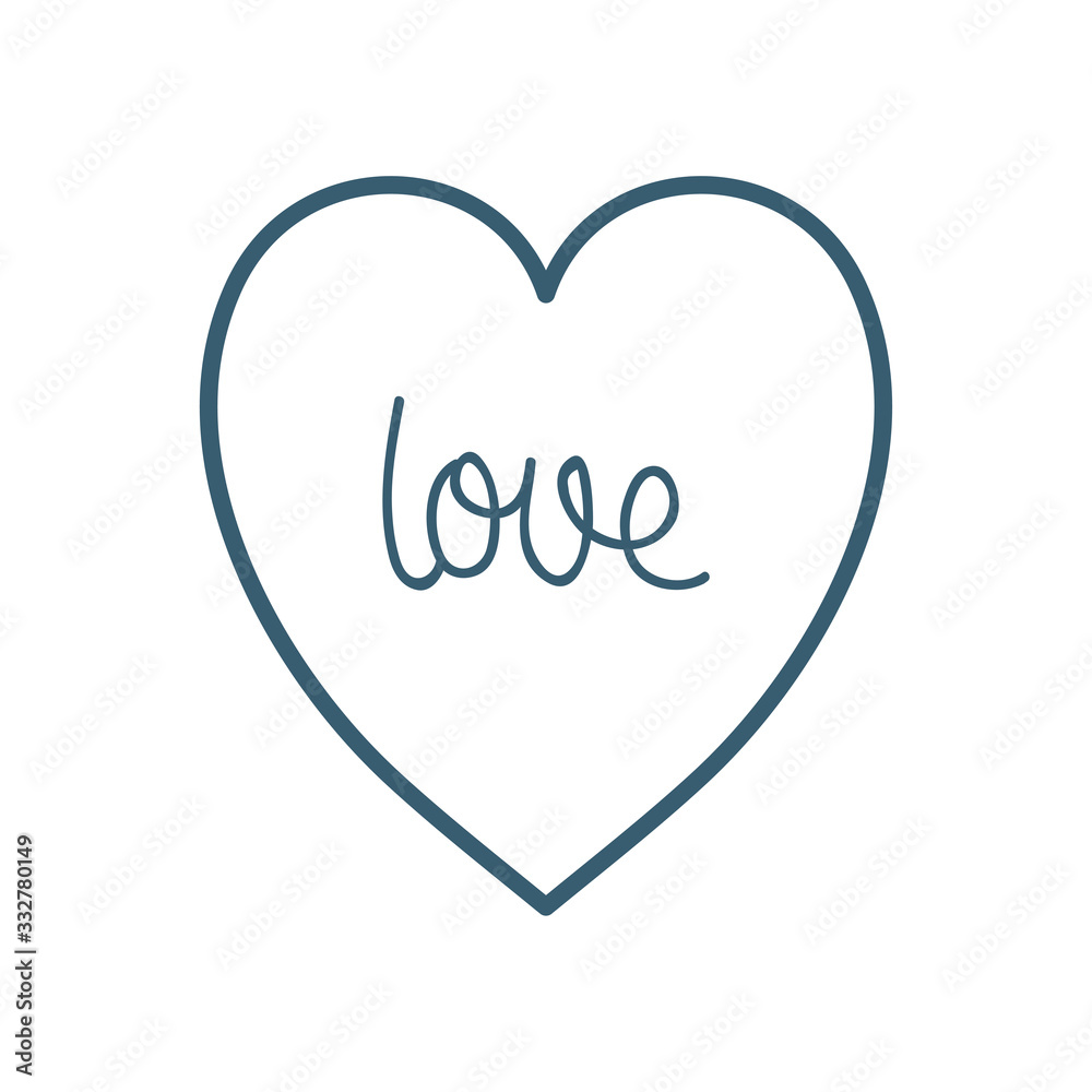 Isolated heart with love text line style icon vector design Isolated heart with love text line style icon vector design