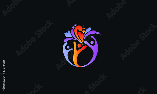 Wellnes logo template Wellnes symbol vector icon illustration,elegant design,people