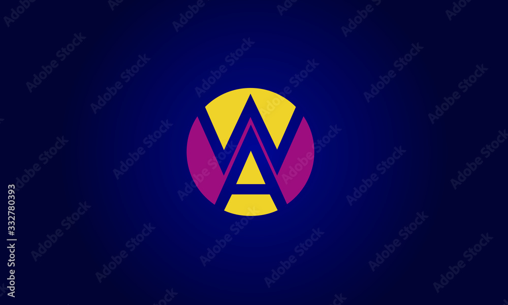 WA AW Letter Logo Alphabet Design Template Vector WA AW Letter Logo Alphabet Design Template Vector