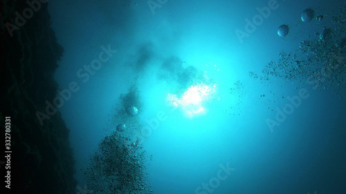 Bubble in the Blue Sea Underwater Ambiance, Sun light beams