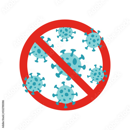 Corona Virus COVID 19 prevention illustration. Symbol of Coronavirus quarantine. Vector illustration on white background