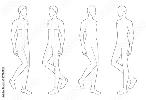 Fashion template of walking men. 
