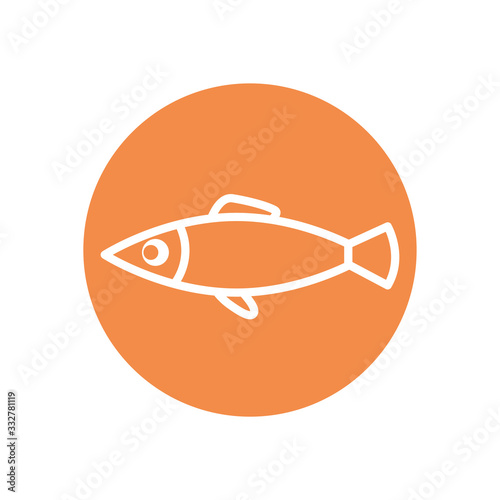 Isolated fish line block style icon vector design