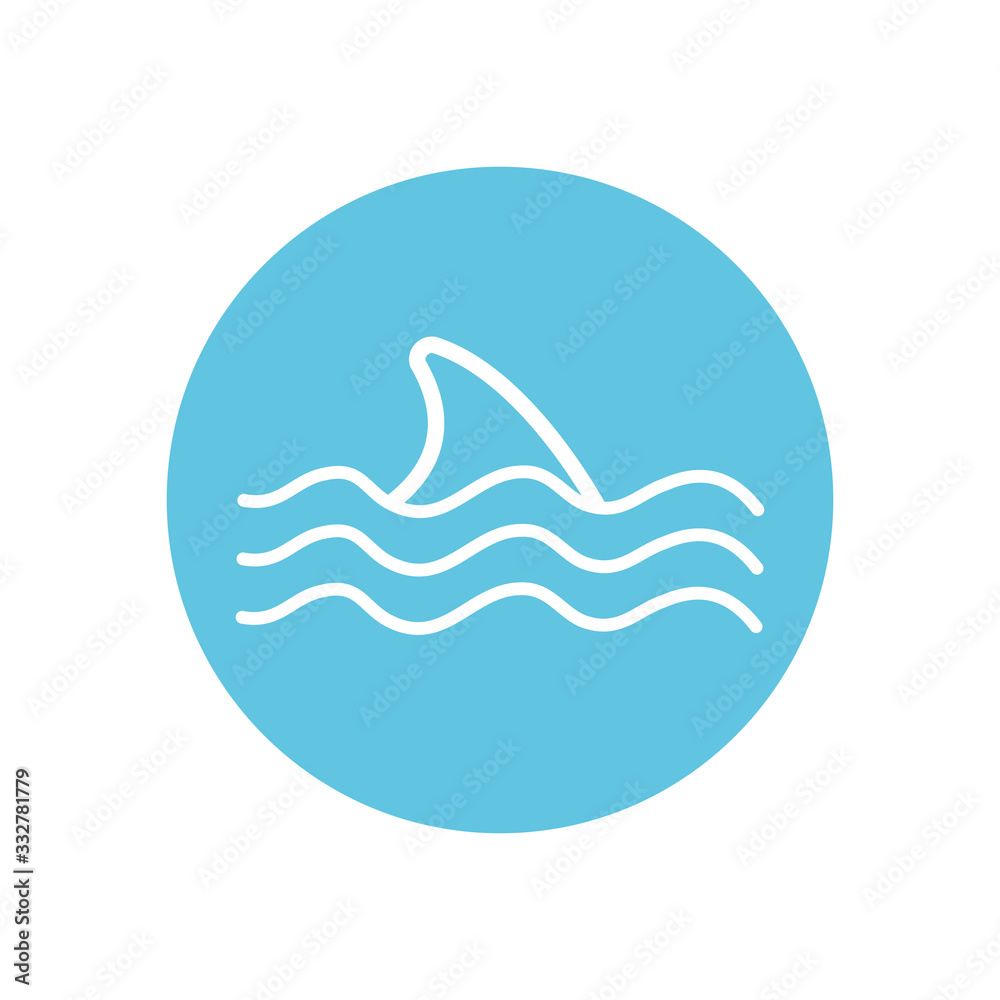 Isolated shark fin line block style icon vector design
