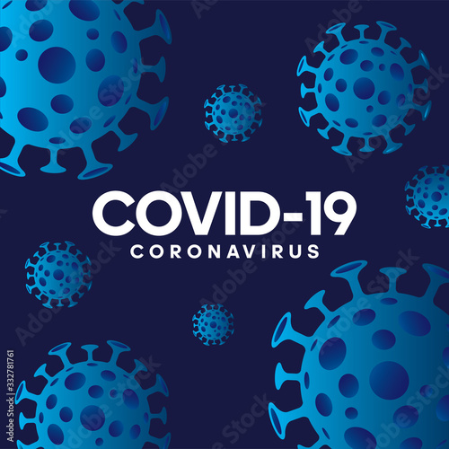 COVID-19 corona virus vector concept colorful linear frame or illustration on dark background