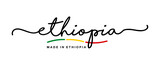 Made in Ethiopia handwritten calligraphic lettering logo sticker flag ribbon banner