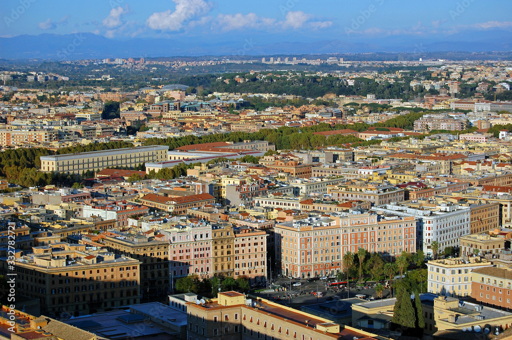 Obraz premium Beautiful city view of Rome, Italy from St Peter basilica tower