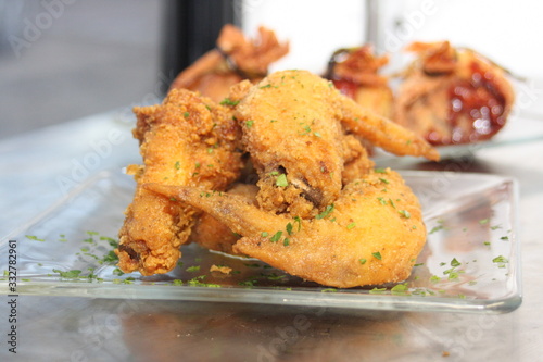 Fred Chicken Wings on a Glass Plate