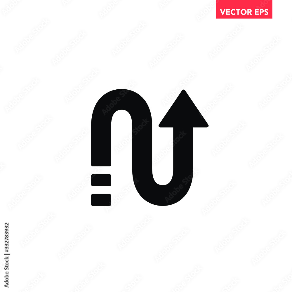 Black single one way double curved arrows icon, simple up down flat ...