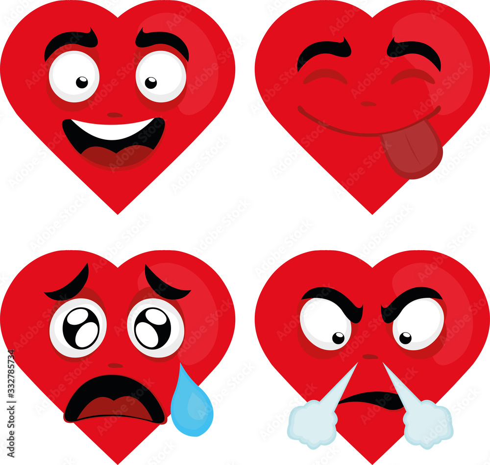 Fototapeta premium Vector illustration of expressions of a cartoon heart