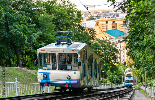 Kiev Funicular, connecting Uppertown with Podil. Ukraine