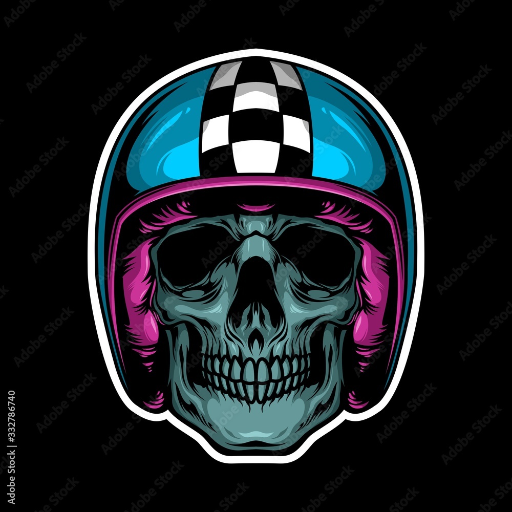 skull biker with helmet Stock Vector | Adobe Stock