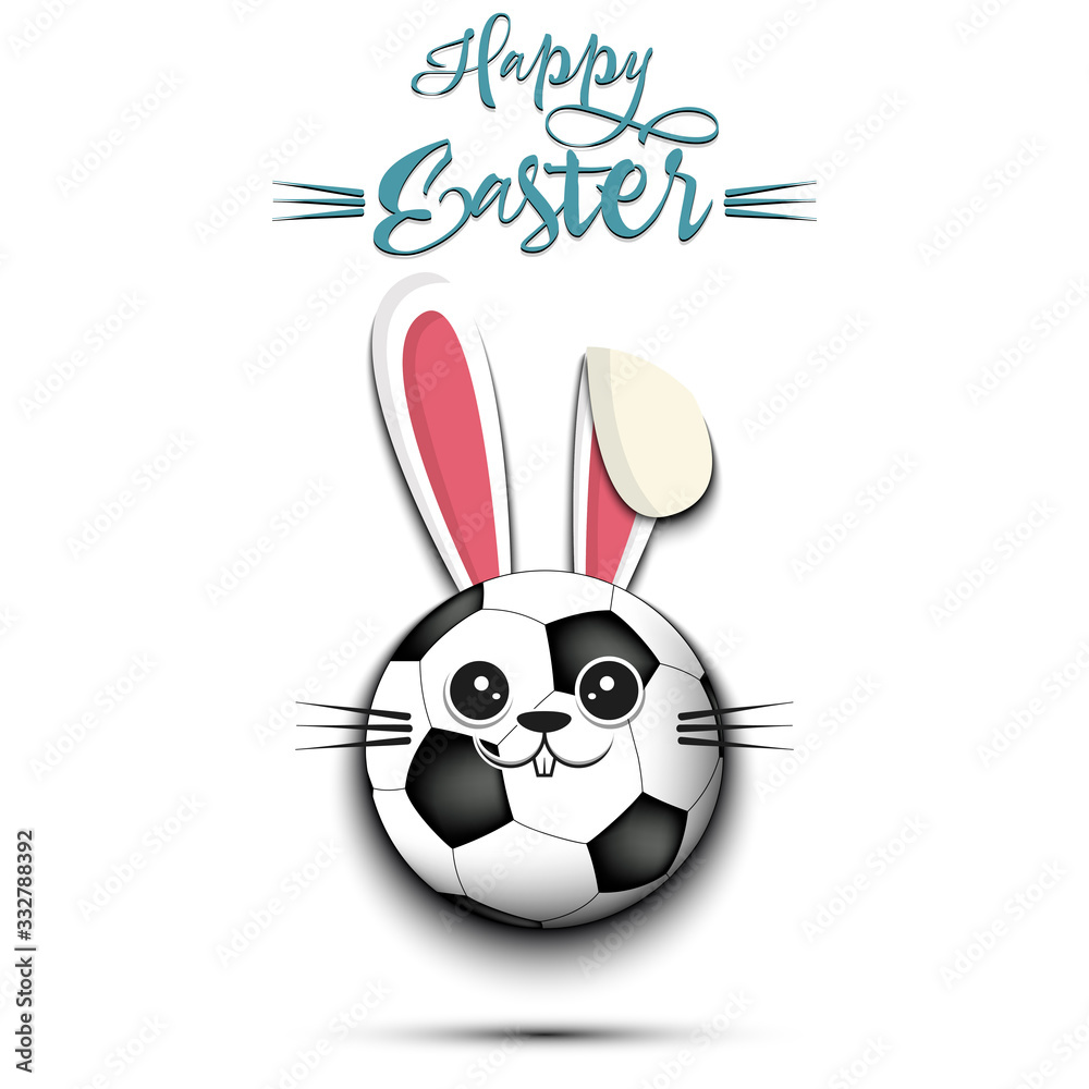 Obraz premium Happy Easter. Soccer ball made in the form of a rabbit