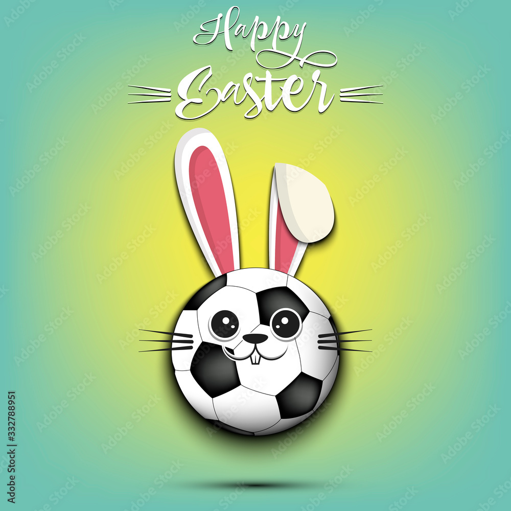 Obraz premium Happy Easter. Soccer ball made in the form of a rabbit