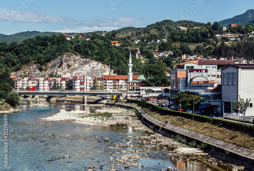 View on Konkic town extends on both sides of the Neretva River, Bosnia and Herzegovina © Fotokon