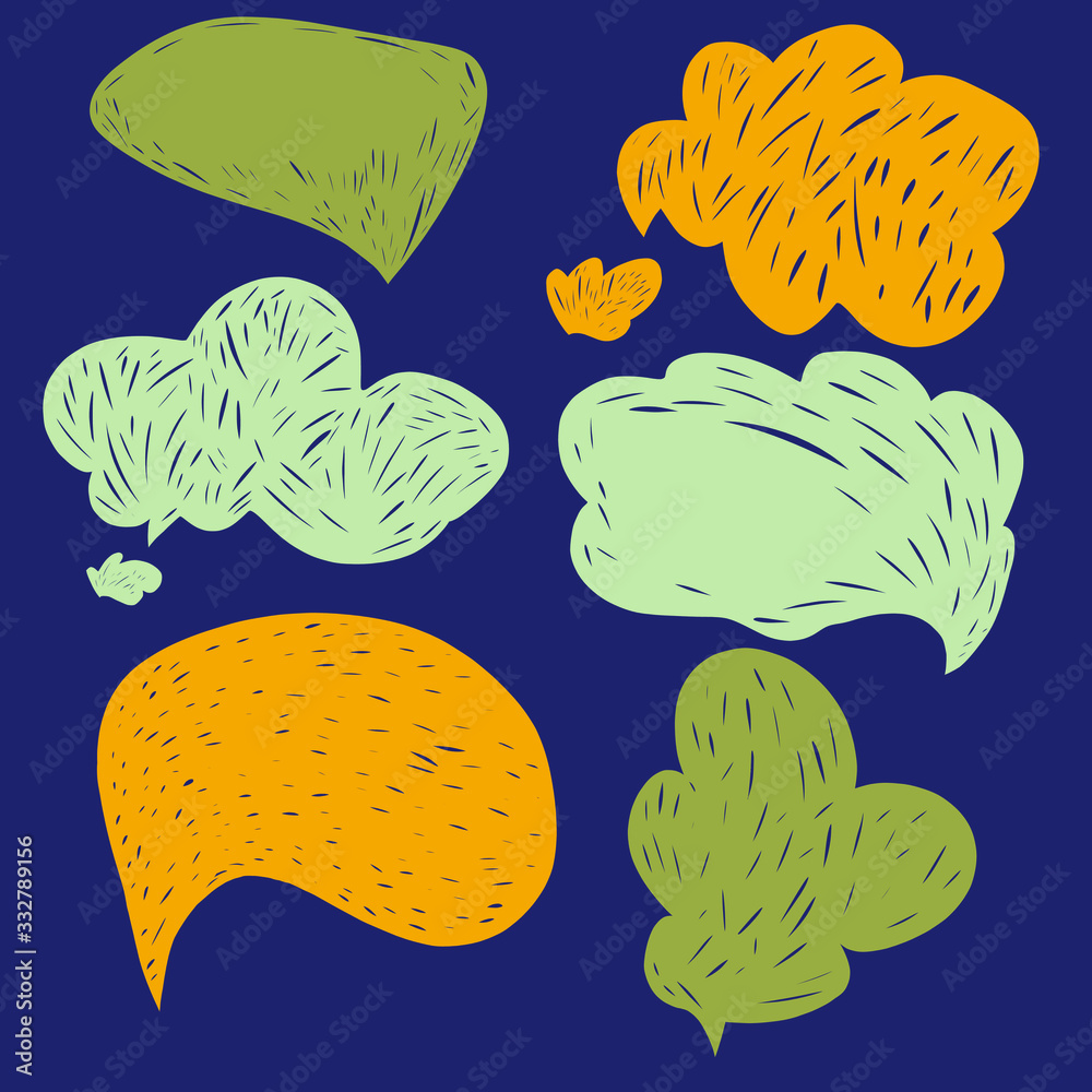 Fototapeta premium Collection of colorful speech bubbles and dialog balloons. Hand drawn illustration