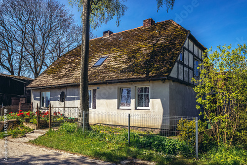 Old traditional house in Lacko village within Slawno County near Baltic Sea coast, Poland photo