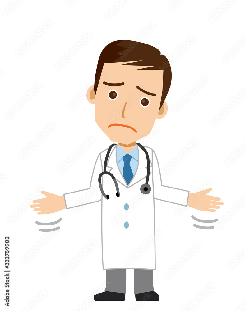 困惑した表情の男性医師のイラスト 全身 ネクタイ白衣 Illustration Of Doctor Stock Vector Adobe Stock