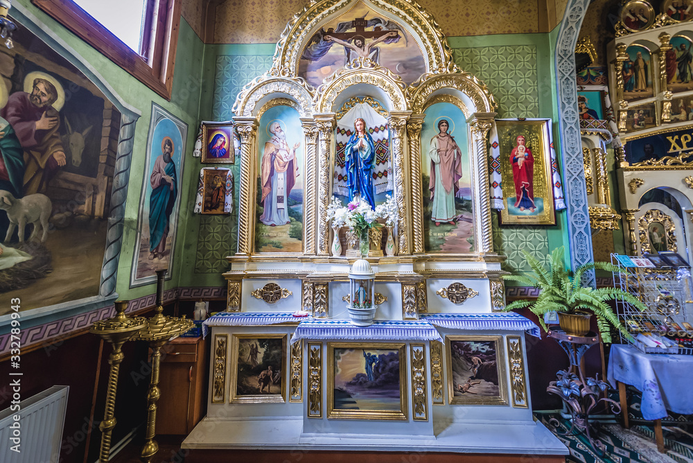 Inside of Orthodox church of Blessed Virgin Assumption in Chortkiv, Ukraine