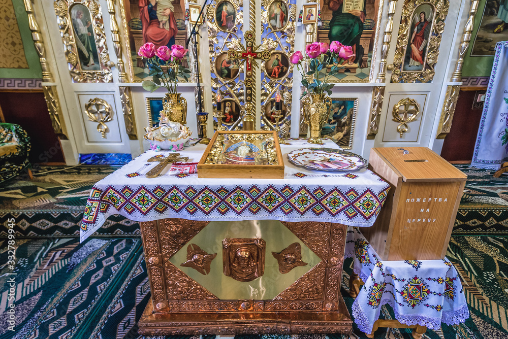 Altar of Orthodox church of Blessed Virgin Assumption in Chortkiv, Ukraine