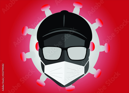 Illustration mascara and corona soap virus and sanitization and protection 
