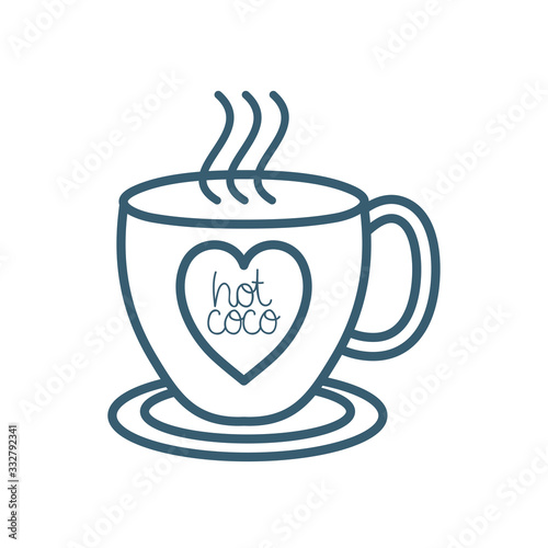 Isolated coffee cup with heart line style icon vector design