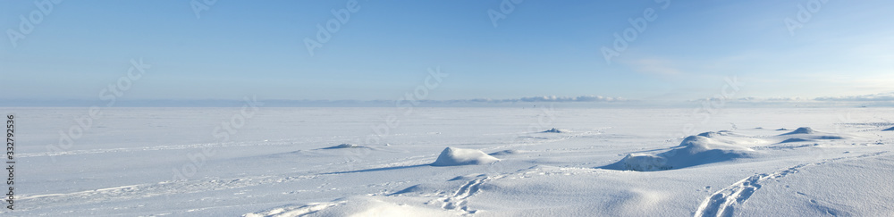 winter mountain landscape with mountains and blue sky