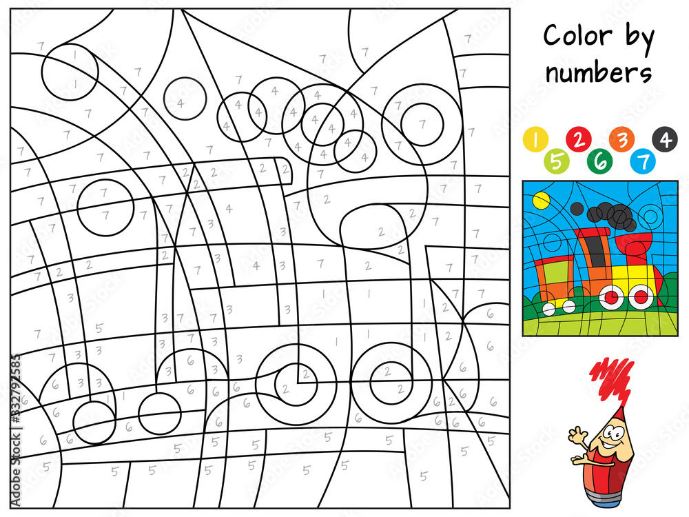 Train Color By Numbers Coloring Book Educational Puzzle Game For Children Cartoon Vector Train Color By Numbers Coloring Book Educational Puzzle Game For Children Cartoon Vector