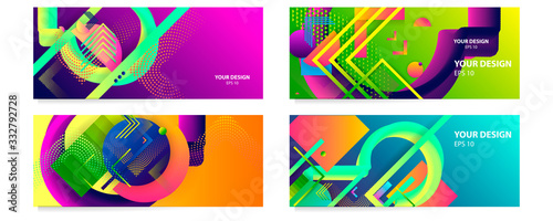 Set Bright Positive Minimal covers design. Colorful summer halftone gradients and lines. Future geometric patterns. Eps 10 vector