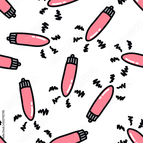 vibrator sex toy seamless doodle pattern, vector illustration