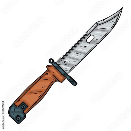 Russian military combat knife Isolated on white background.