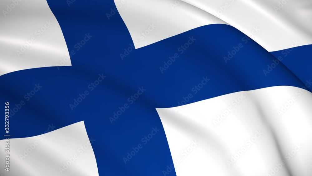 The national flag of Finland - 4K seamless loop animation of the Finnish flag. Highly detailed realistic 3D rendering