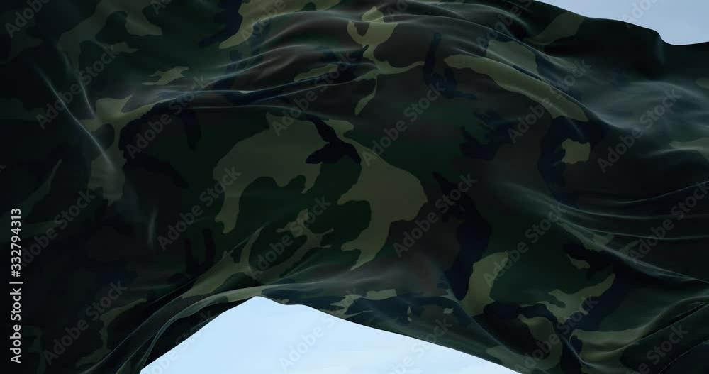 Army Camouflage Flag Waving loop 4K