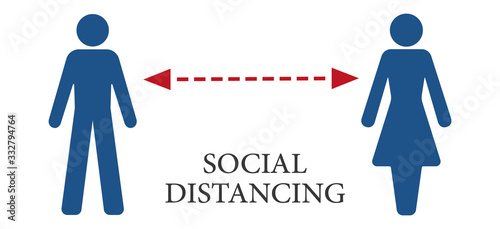 Vector illustration of a social distance concept, icons of people at a safe distance,preventive campaign during the virus epidemic.