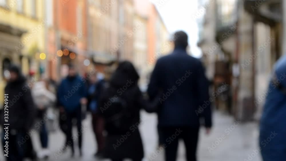 Blurred Background of many people on street square city town. Blurred Background of many people on street square city town.