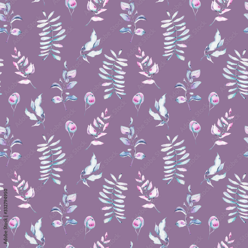 Seamless pattern with hand painted spring flowers and leaves. Can be used for wallpaper, scrapbooking, textile production, packaging, wrapping paper, blog,fabric. Botanical illustration Seamless pattern with hand painted spring flowers and leaves. Can be used for wallpaper, scrapbooking, textile production, packaging, wrapping paper, blog,fabric. Botanical illustration