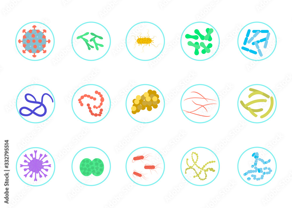 Set of microbes and viruses Set of microbes and viruses
