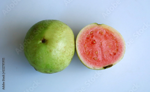 Common guava or lemon guava on white background.