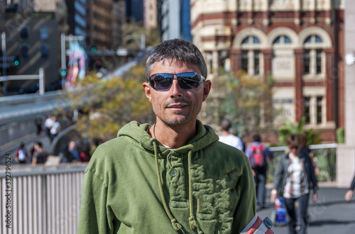 Happy man visiting Sydney, Australia © jovannig