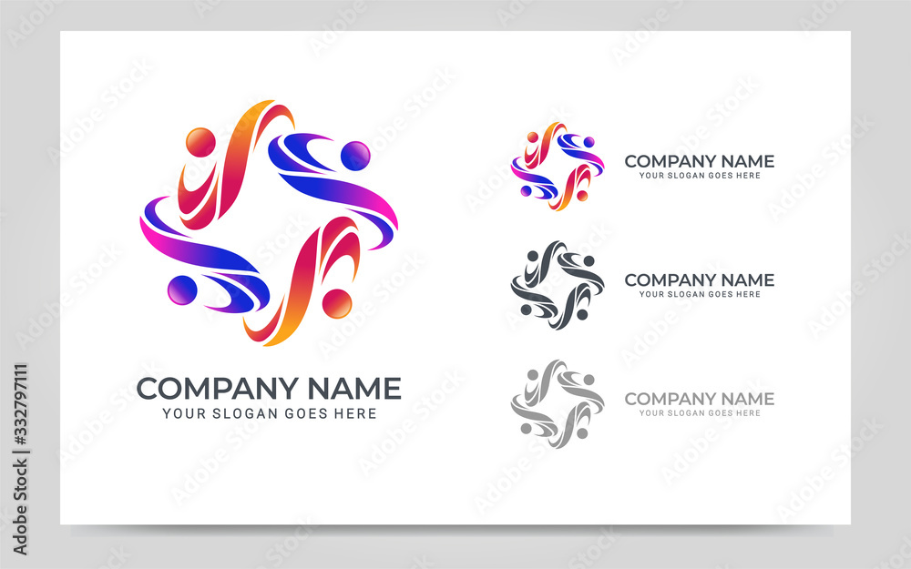 Abstract logo of people, business, foundation, community, human caring, health workers.