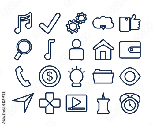 Social media and apps line style icon vector design